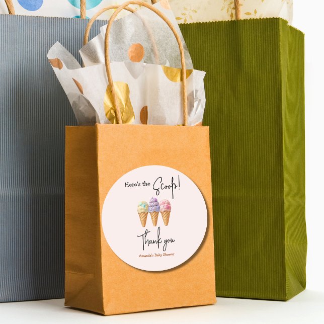 Sticker Rond Crème glacée douce été ici Baby shower Scoop (Créateur téléchargé)