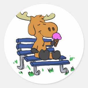 Sticker Rond Crème glacée drôle mangeuse d'orignal choisir la