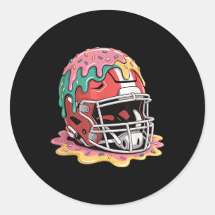 Sticker Rond Crème Glacée Football Goutte _ Casque Dégoulinant