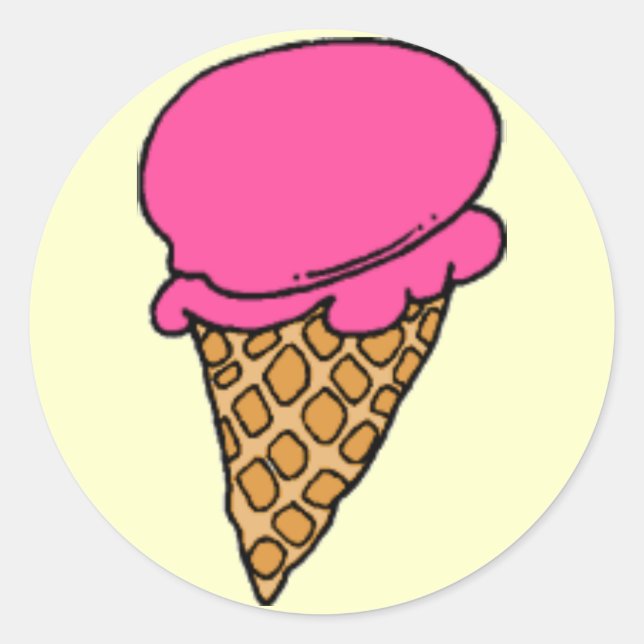 Sticker Rond Crème glacée fraise ! (Devant)