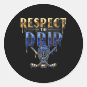 Sticker Rond Crème glacée hockey qui coule _1
