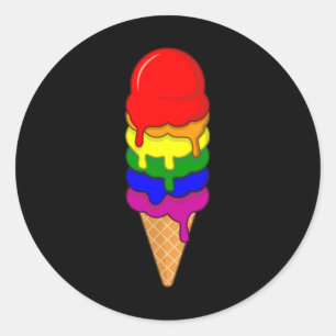 Sticker Rond Crème glacée LGBT Prith Moth LGBTQ Rainbow Flag