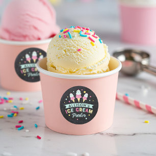 Sticker Rond Crème glacée Parlante Chalkboard Anniversaire Cres