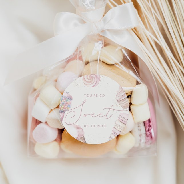 Sticker Rond Crème glacée pour bonbons roses pour filles (Créateur téléchargé)