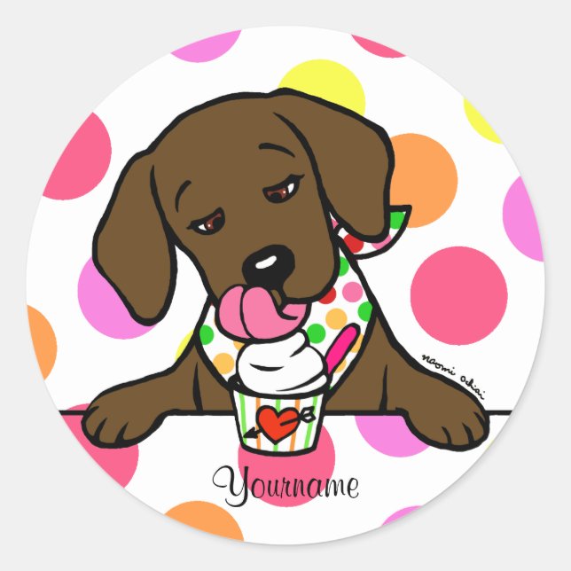 Sticker Rond Crème glacée pour chocolat de laboratoire personna (Devant)