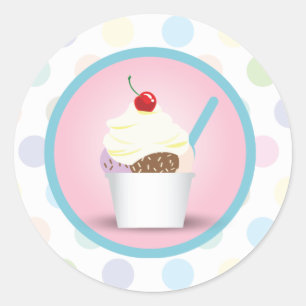 Sticker Rond Crème glacée Sundae