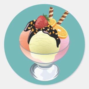 Sticker Rond Crème glacée Sundae