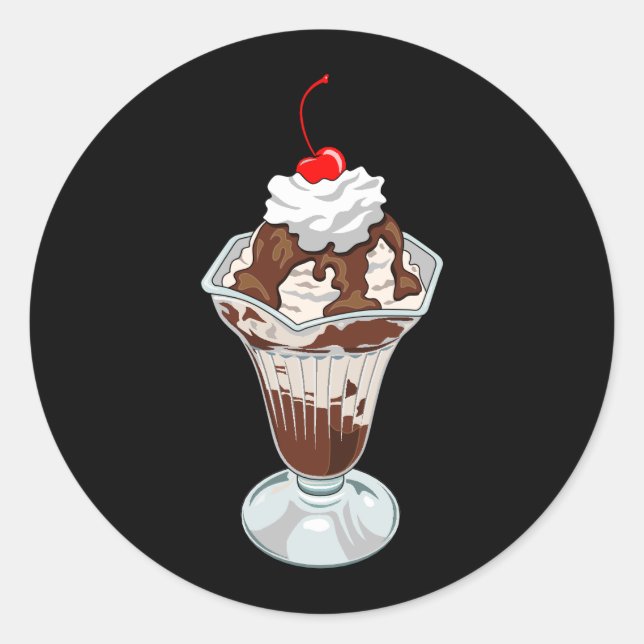 Sticker Rond Crème glacée Sundae (Devant)