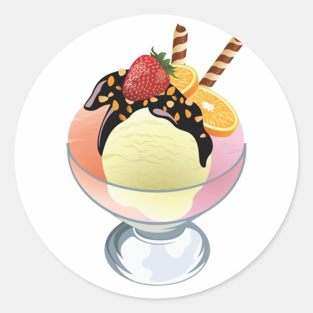 Sticker Rond Crème glacée Sundae (Devant)