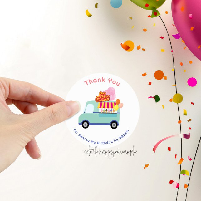 Sticker Rond Crème glacée Vous hurlez Anniversaire (Créateur téléchargé)