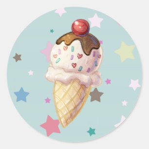 Sticker Rond Crème Icecream Cherry Fudge
