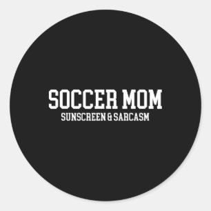 Sticker Rond Crème Solaire et Sarcasme de Maman Footballeuse