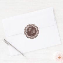 Crème Vintage Chantilly Lace Marron Monogramme