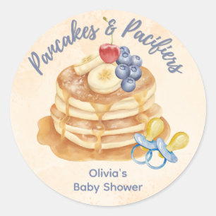 Sticker Rond Crêpes aux fruits & Tétines Gingham Baby Shower 
