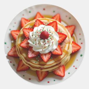 Sticker Rond Crêpes avec crème fouettée et paillettes de Noël