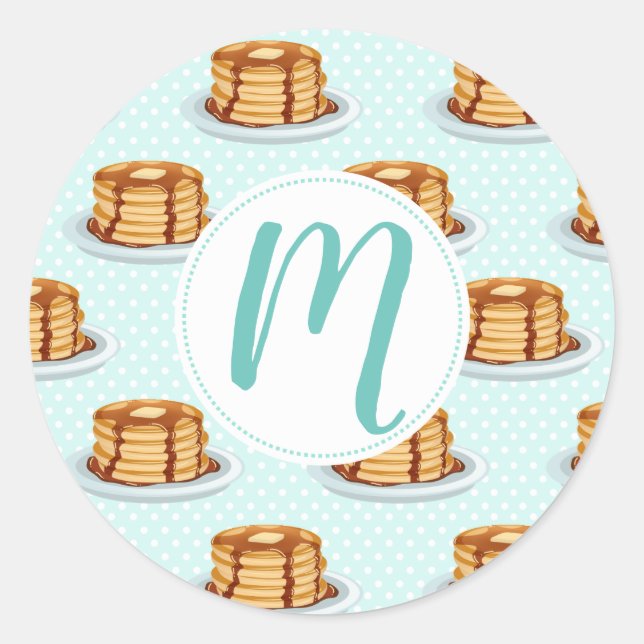 Sticker Rond Crêpes avec sirop d'érable et Motif Polkadot (Devant)