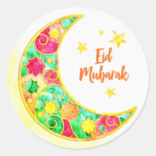 Sticker Rond Crescent coloré de l'Aïd Moubarak