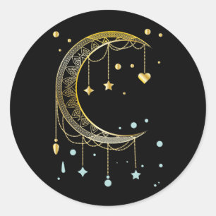 Sticker Rond Crescent Sun Spiritualité Lune Kawaii