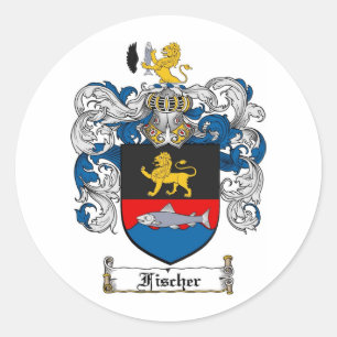 STICKER ROND CREST DE LA FAMILLE FISCHER - MANTEAU D'ARMES FISC