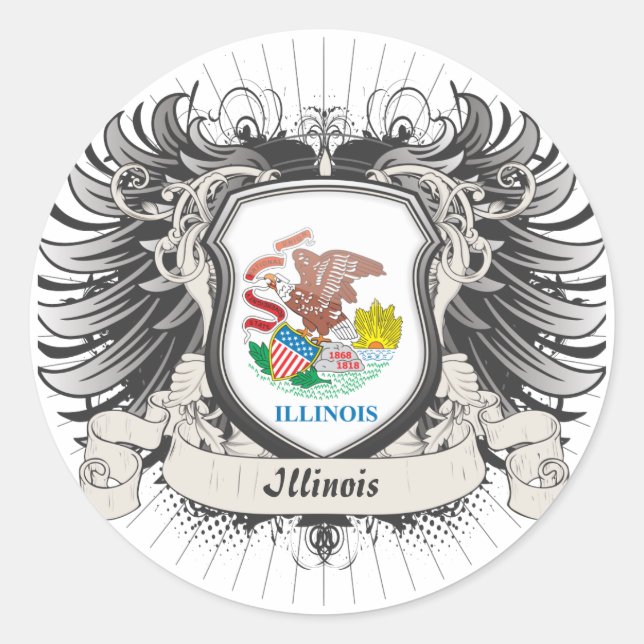Sticker Rond Crest de l'Illinois (Devant)
