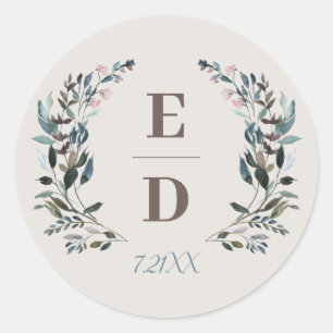 Sticker Rond Crest jardin   Eggshell   Date du monogramme Maria