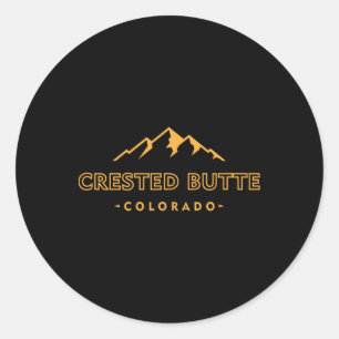 Sticker Rond Crested Butte Retro Colorado Hommes Femmes Randonn