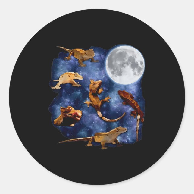 Sticker Rond Crested Gecko Moon Retro Reptile Mom Dad Breeder L (Devant)