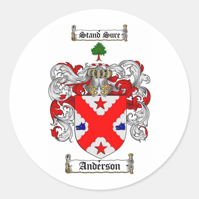 STICKER ROND CRÊTE DE FAMILLE ANDERSON - MANTEAU D'ARMES ANDERS (Devant)