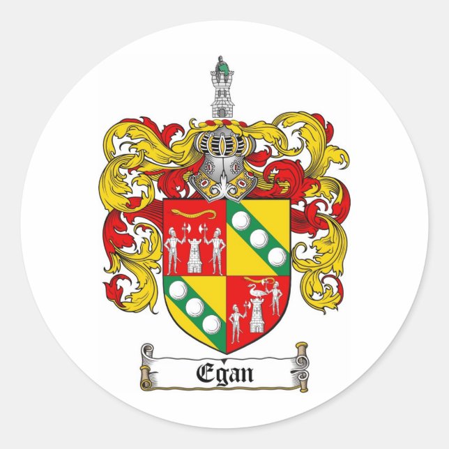 STICKER ROND CRÊTE DE FAMILLE EGAN - MANTEAU D'ARMES EGAN (Devant)