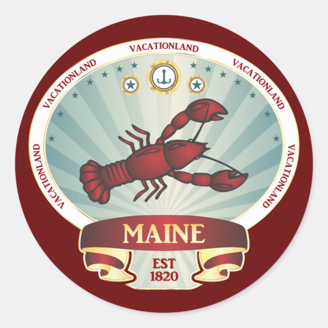 Sticker Rond Crête de homard du Maine (Devant)