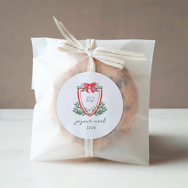 Sticker Rond Crête de Noël lunatique | Joyeux Noël (Créateur téléchargé)