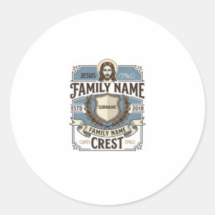 Sticker Rond Crête de nom de famille Jésus Crête de nom de fami