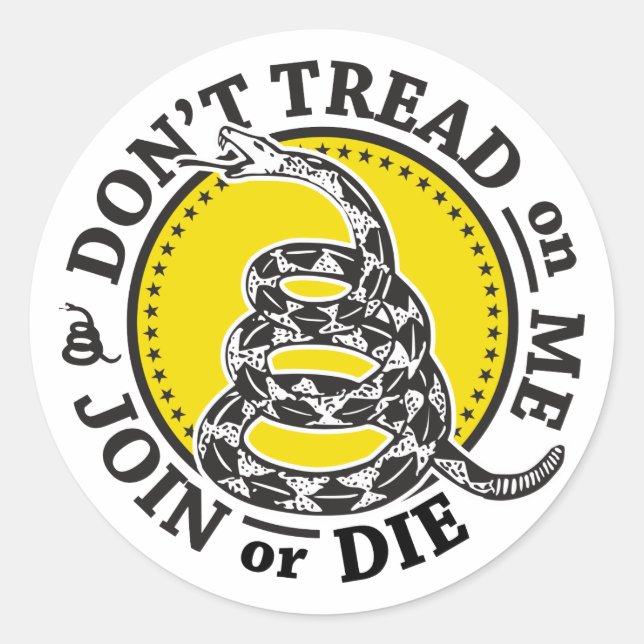 Sticker Rond Crête de serpent de Gadsden (Devant)