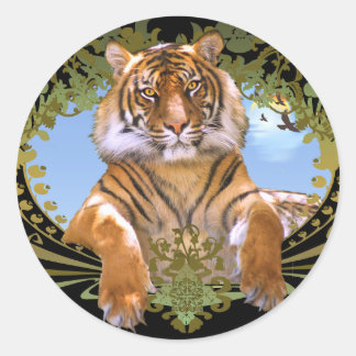 Sticker Rond Crête de tigre de Florence en voie de disparition