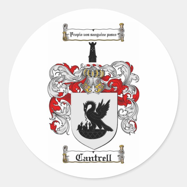 STICKER ROND CRÊTE FAMILIALE DE CANTRELL - MANTEAU D'ARMES DE C (Devant)