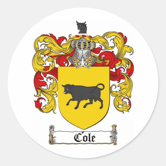 STICKER ROND CRÊTE FAMILIALE DE COLE - MANTEAU D'ARMES DE COLE (Devant)