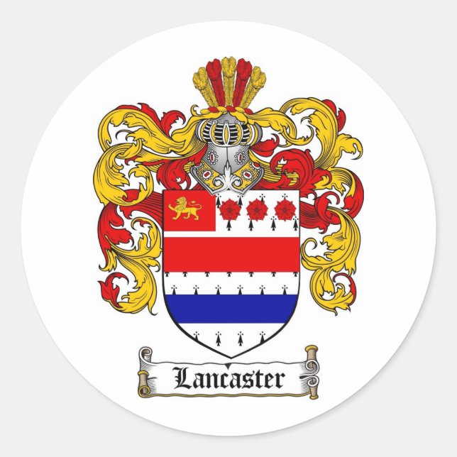 STICKER ROND CRÊTE FAMILIALE LANCASTER - MANTEAU D'ARMES LANCAS (Devant)