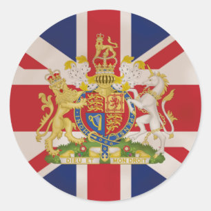 Sticker Rond Crête royale sur le drapeau d'Union Jack