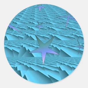 Sticker Rond Crêtes bleues avec des étoiles