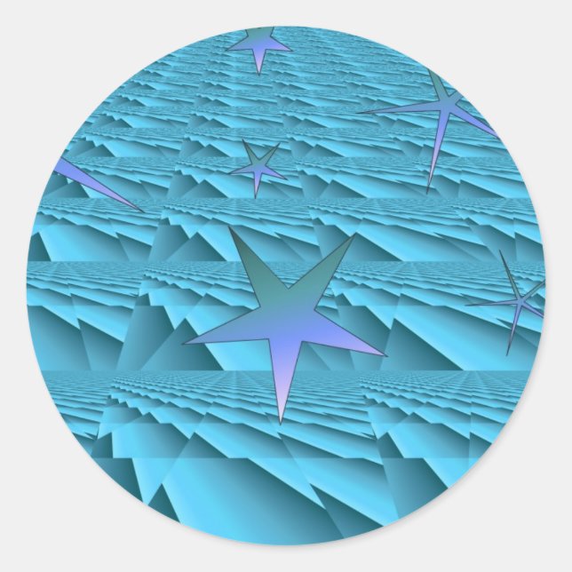 Sticker Rond Crêtes bleues avec des étoiles (Devant)