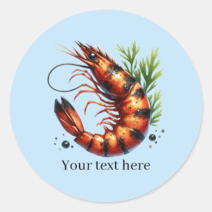 Sticker Rond Crevettes grillées amusantes personnalisables