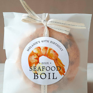 Sticker Rond Crevettes Jumbo   Fruits de mer Thématique fête d'