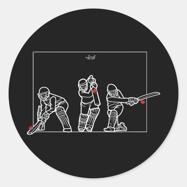 Sticker Rond Cricket Batting Funny Cricket Fan Gift Cricket  (Devant)