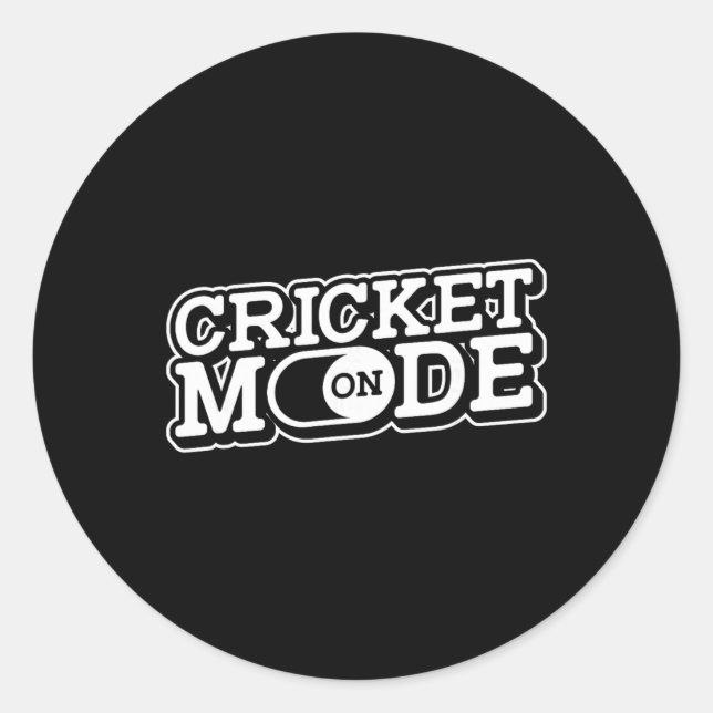 Sticker Rond Cricket Mode On - Cricketer Player Tsman Bowler Cr (Devant)