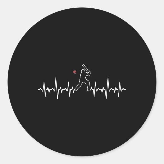 Sticker Rond Cricket Player Heartbeat Cricket Gift  (Devant)