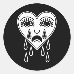 Sticker Rond Crier Coeur Américain Traditionnel Tatouage Old Sc