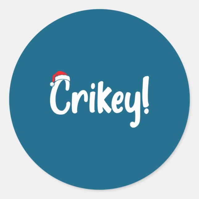 Sticker Rond Crikey Christmas Santa Hat Matching Christmas Fami (Devant)