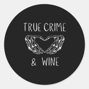 Sticker Rond Crime Et Vin Squelette Mains