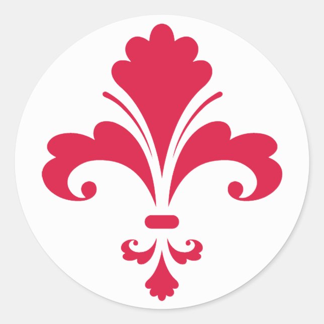 Sticker Rond Crimson Red Fleur de lis (Devant)