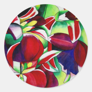 Sticker Rond Crimson tropical Singapour Orchidées fleuris